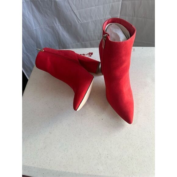 JUSTFAB Women's Rosamund Block Heeled Bootie Ankle Boots Red Size 9 - Picture 7 of 8